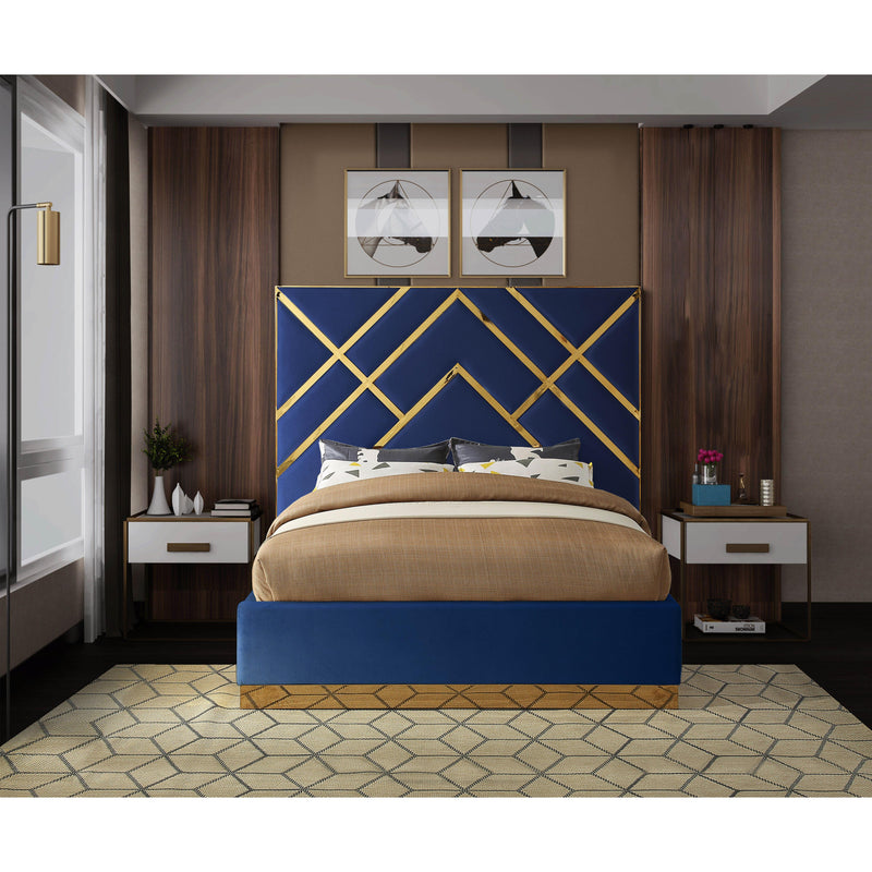 Meridian Vector Navy Velvet King Bed IMAGE 4