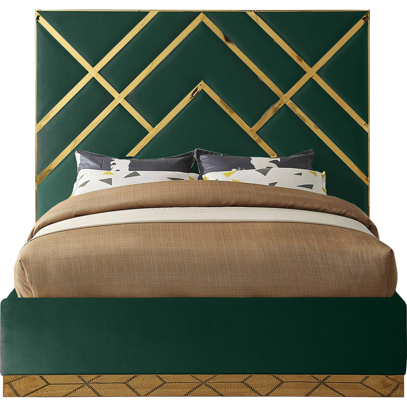 Meridian Vector Green Velvet Queen Bed IMAGE 2