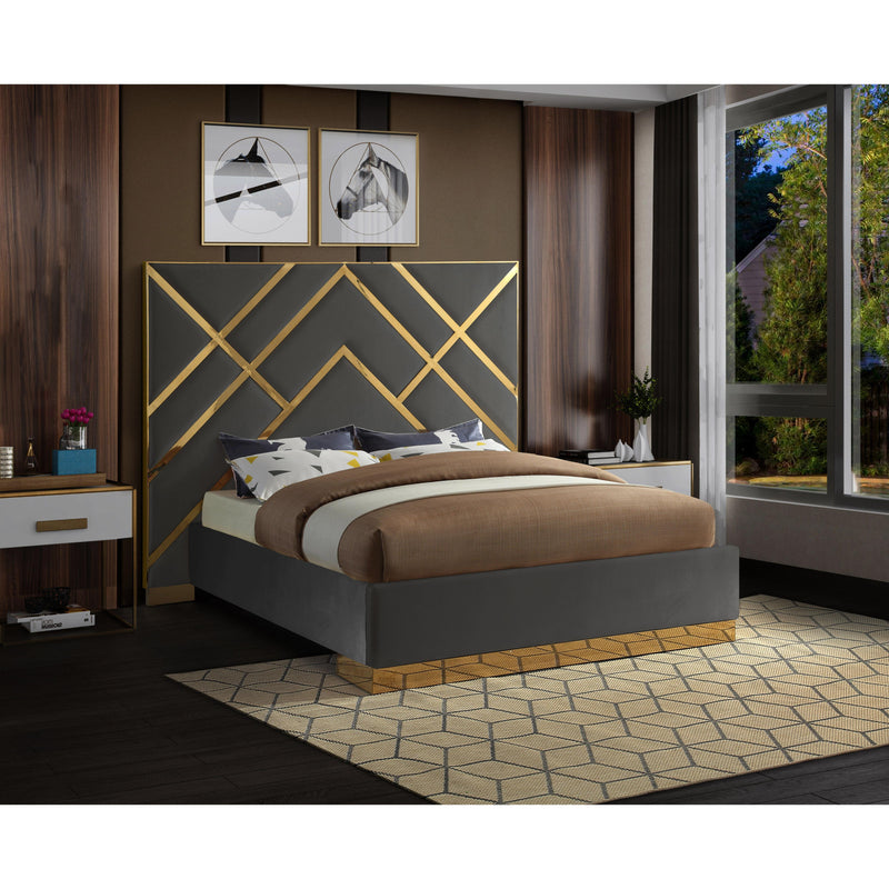 Meridian Vector Grey Velvet Queen Bed IMAGE 3