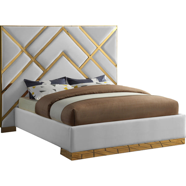 Meridian Vector White Vegan Leather Queen Bed IMAGE 1