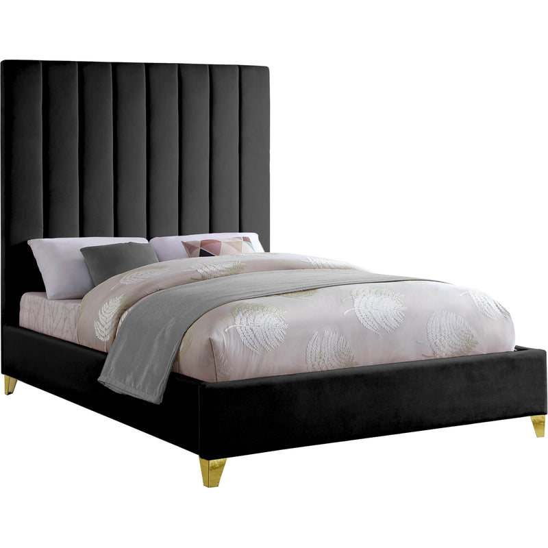 Meridian Via Black Velvet Full Bed IMAGE 1