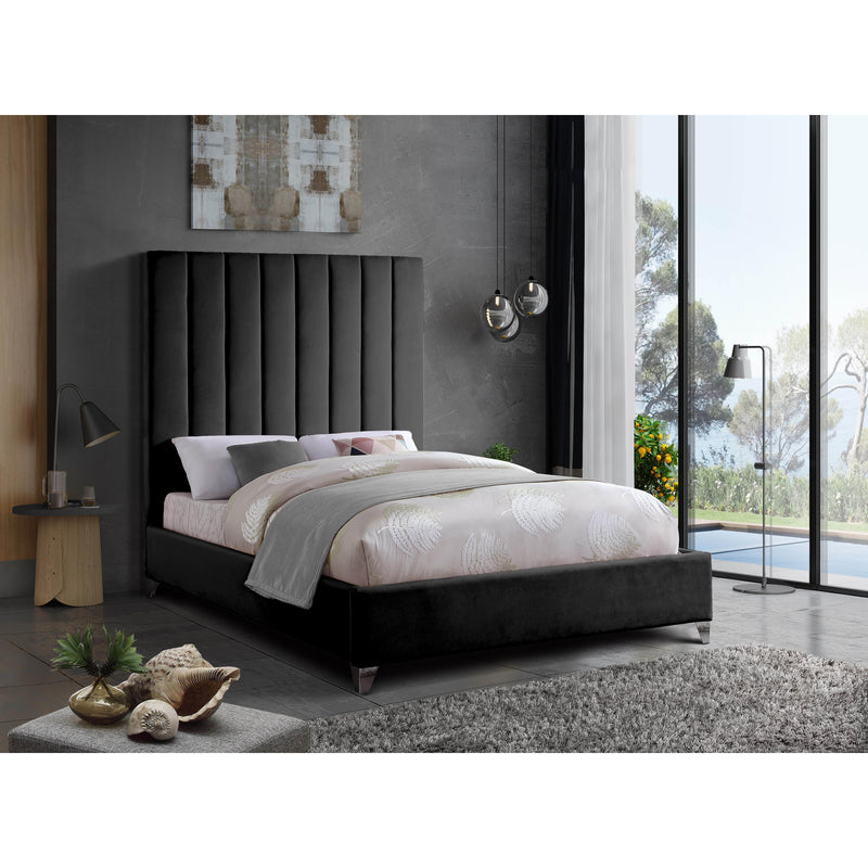 Meridian Via Black Velvet Full Bed IMAGE 4