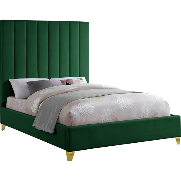 Meridian Via Green Velvet Full Bed IMAGE 1