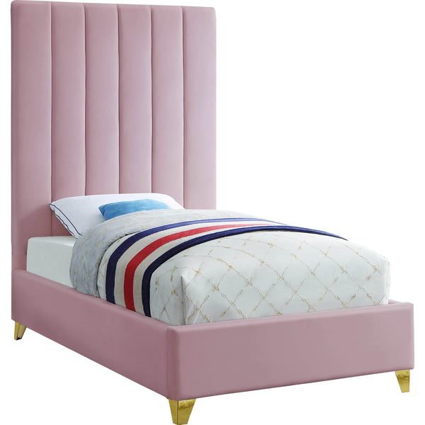 Meridian Via Pink Velvet Full Bed IMAGE 1