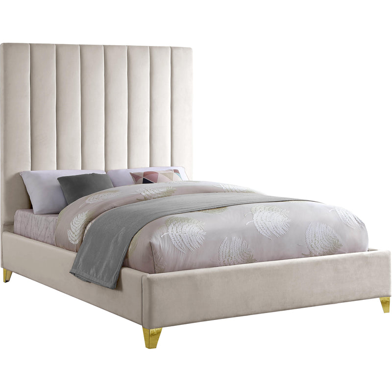 Meridian Via Cream Velvet King Bed IMAGE 1