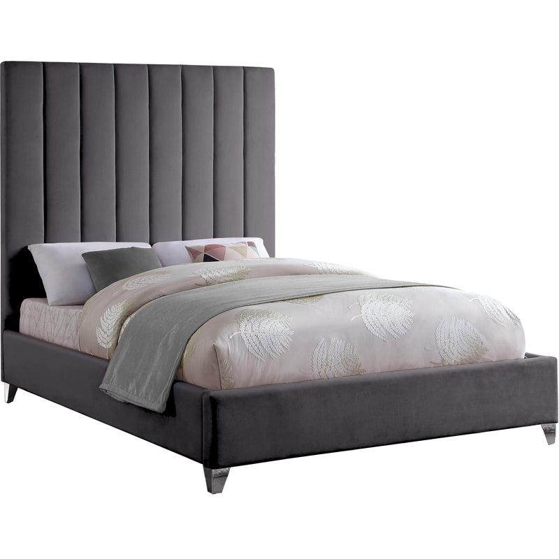 Meridian Via Grey Velvet King Bed IMAGE 2