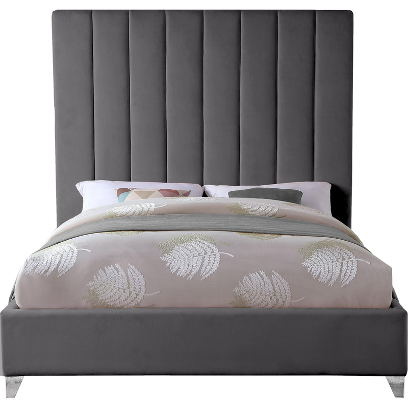 Meridian Via Grey Velvet King Bed IMAGE 3