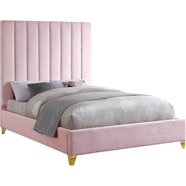 Meridian Via Pink Velvet King Bed IMAGE 1