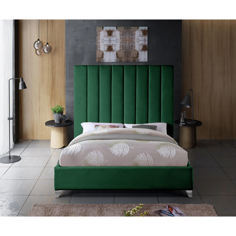Meridian Via Green Velvet Queen Bed IMAGE 6
