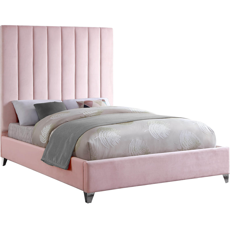 Meridian Via Pink Velvet Queen Bed IMAGE 2