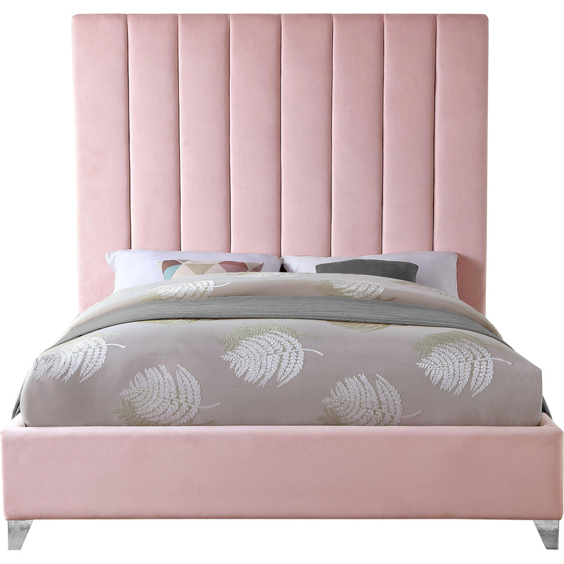 Meridian Via Pink Velvet Queen Bed IMAGE 3