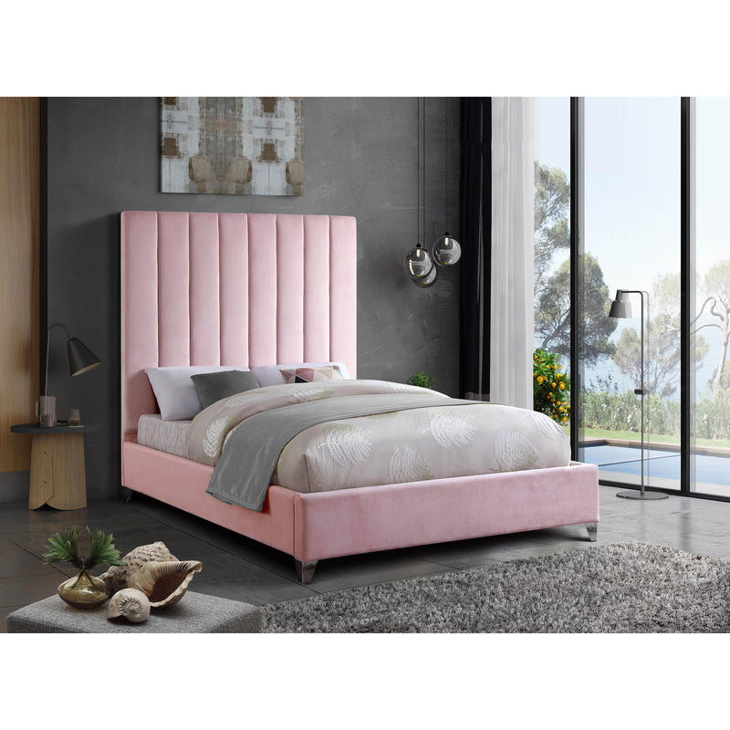 Meridian Via Pink Velvet Queen Bed IMAGE 4