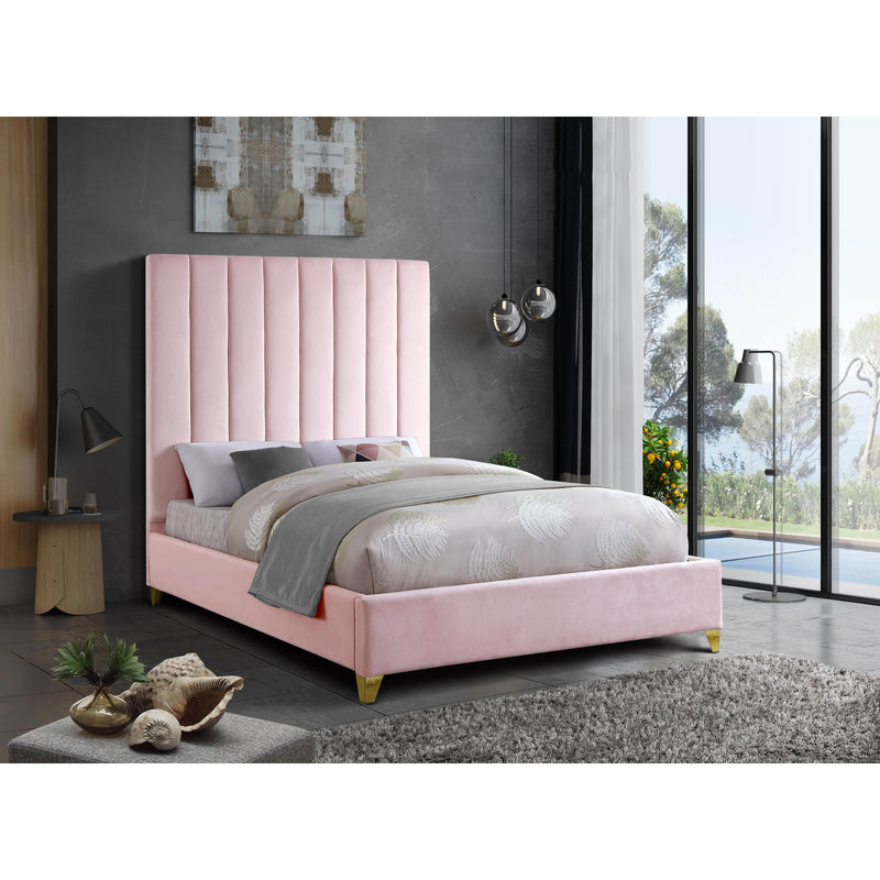 Meridian Via Pink Velvet Queen Bed IMAGE 5