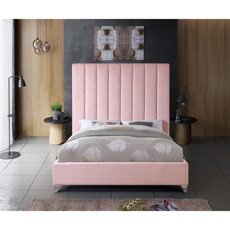 Meridian Via Pink Velvet Queen Bed IMAGE 6