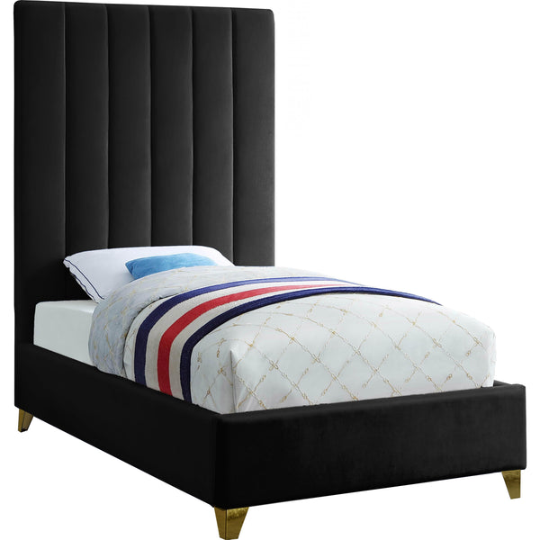 Meridian Via Black Velvet Twin Bed IMAGE 1