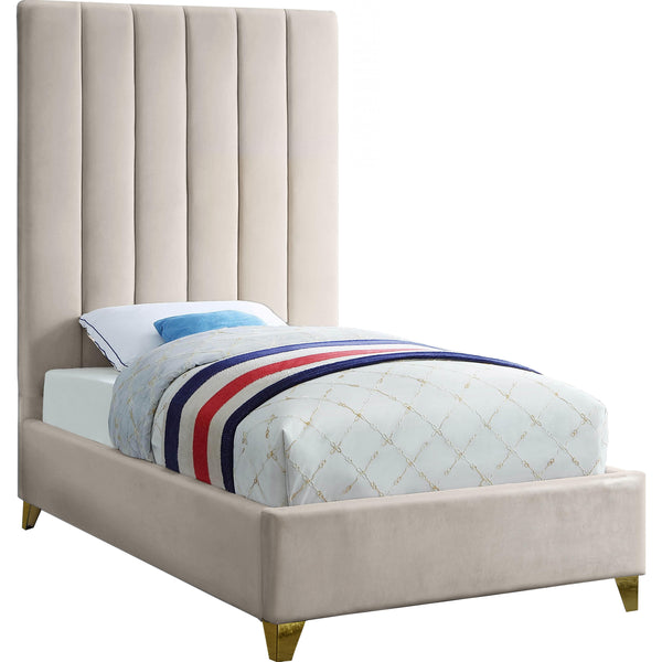 Meridian Via Cream Velvet Twin Bed IMAGE 1