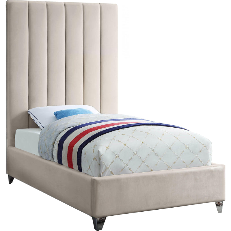 Meridian Via Cream Velvet Twin Bed IMAGE 2