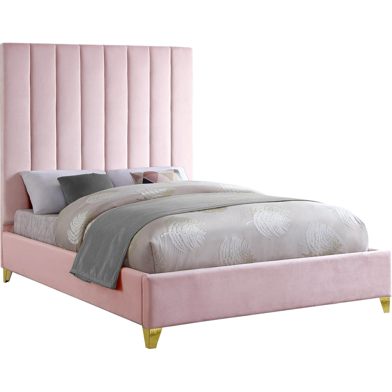 Meridian Via Pink Velvet Twin Bed IMAGE 1