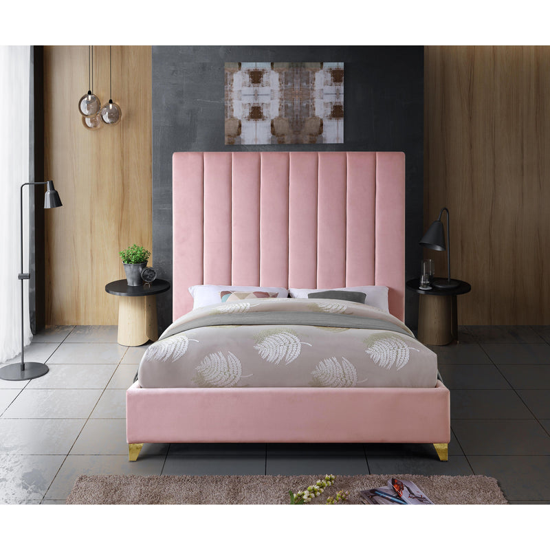 Meridian Via Pink Velvet Twin Bed IMAGE 7