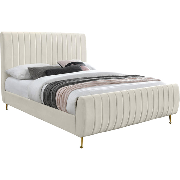 Meridian Zara Cream Velvet Full Bed (3 Boxes) IMAGE 1