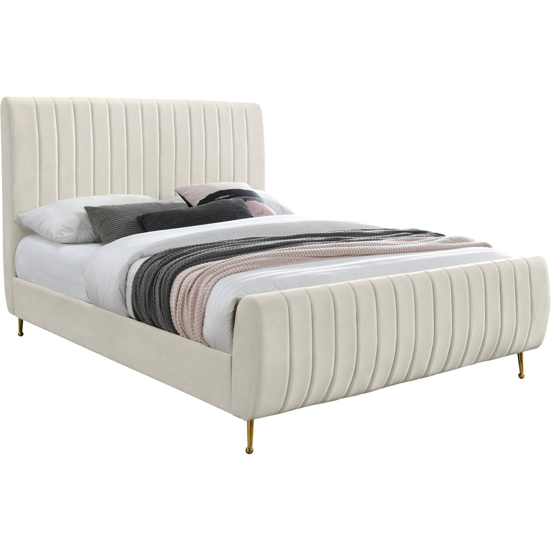 Meridian Zara Cream Velvet Full Bed (3 Boxes) IMAGE 1