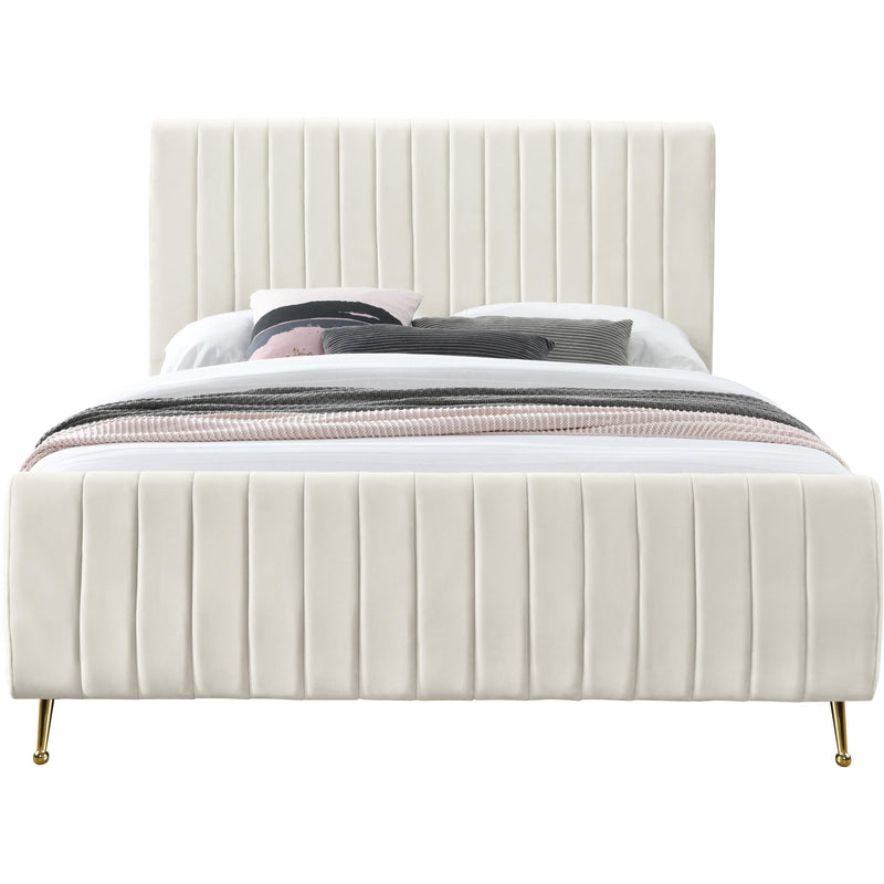 Meridian Zara Cream Velvet Full Bed (3 Boxes) IMAGE 2