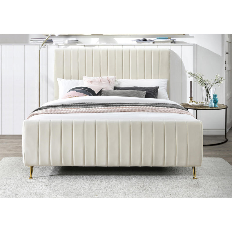 Meridian Zara Cream Velvet Full Bed (3 Boxes) IMAGE 8