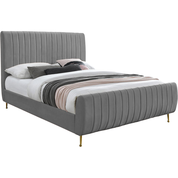 Meridian Zara Grey Velvet Full Bed (3 Boxes) IMAGE 1