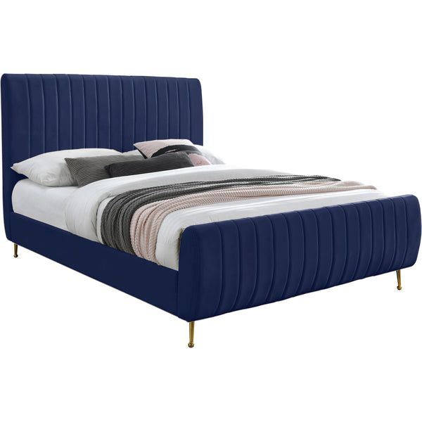 Meridian Zara Navy Velvet Full Bed (3 Boxes) IMAGE 1