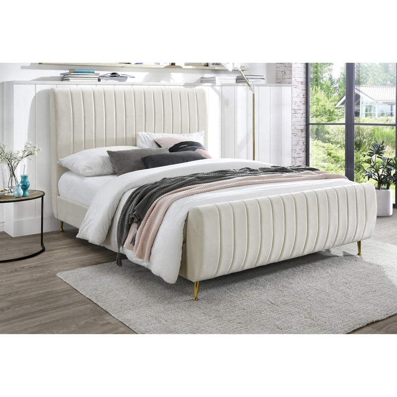 Meridian Zara Cream Velvet King Bed (3 Boxes) IMAGE 7