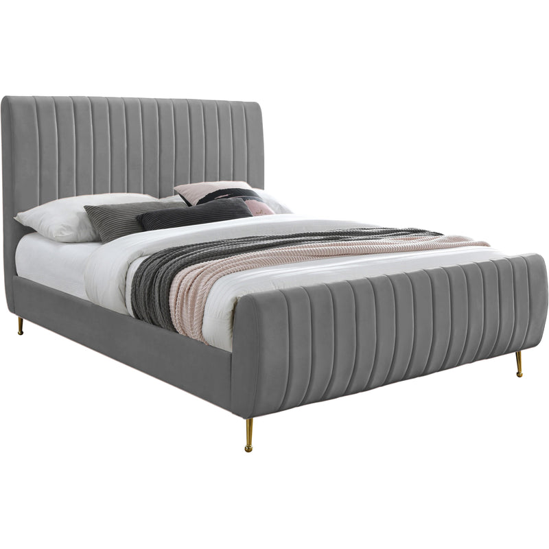 Meridian Zara Grey Velvet King Bed (3 Boxes) IMAGE 1