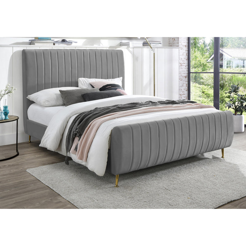 Meridian Zara Grey Velvet King Bed (3 Boxes) IMAGE 7