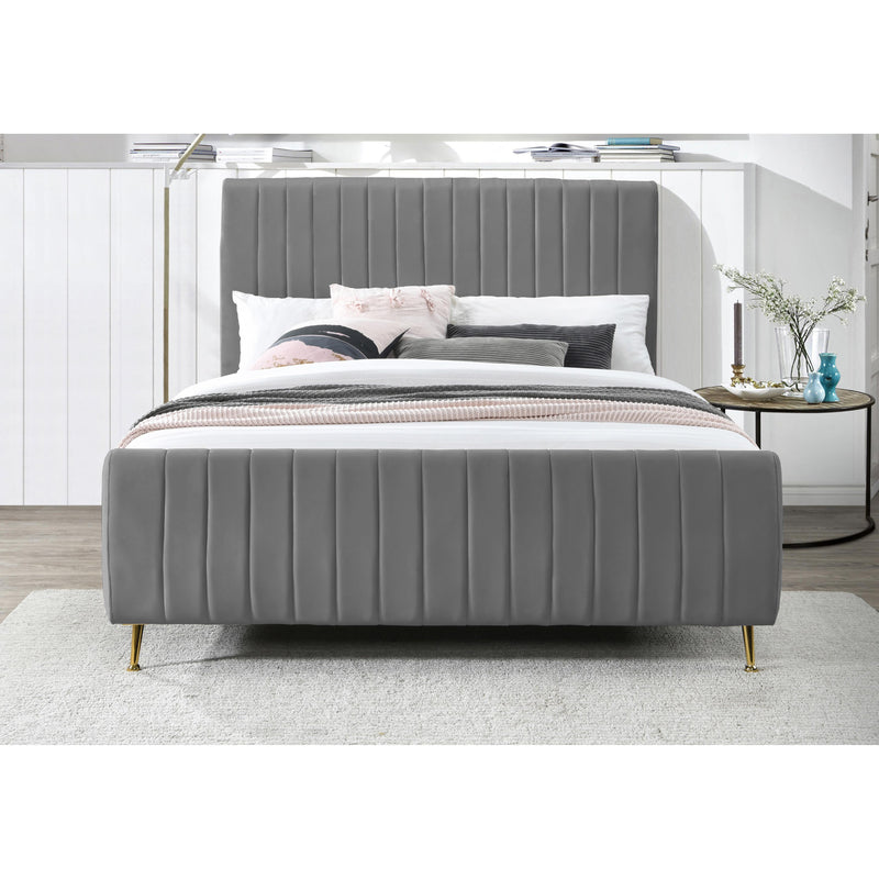 Meridian Zara Grey Velvet King Bed (3 Boxes) IMAGE 8