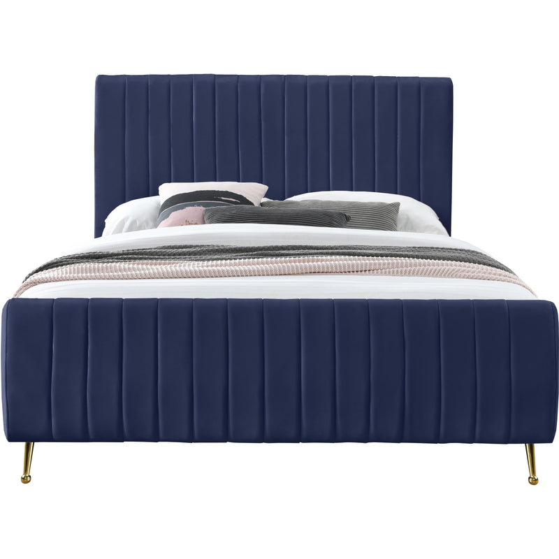 Meridian Zara Navy Velvet King Bed (3 Boxes) IMAGE 2