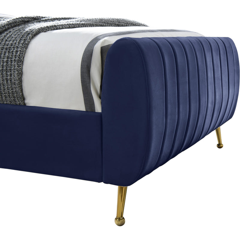 Meridian Zara Navy Velvet King Bed (3 Boxes) IMAGE 3