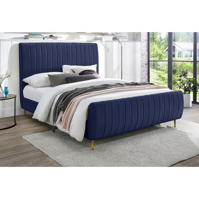 Meridian Zara Navy Velvet King Bed (3 Boxes) IMAGE 7