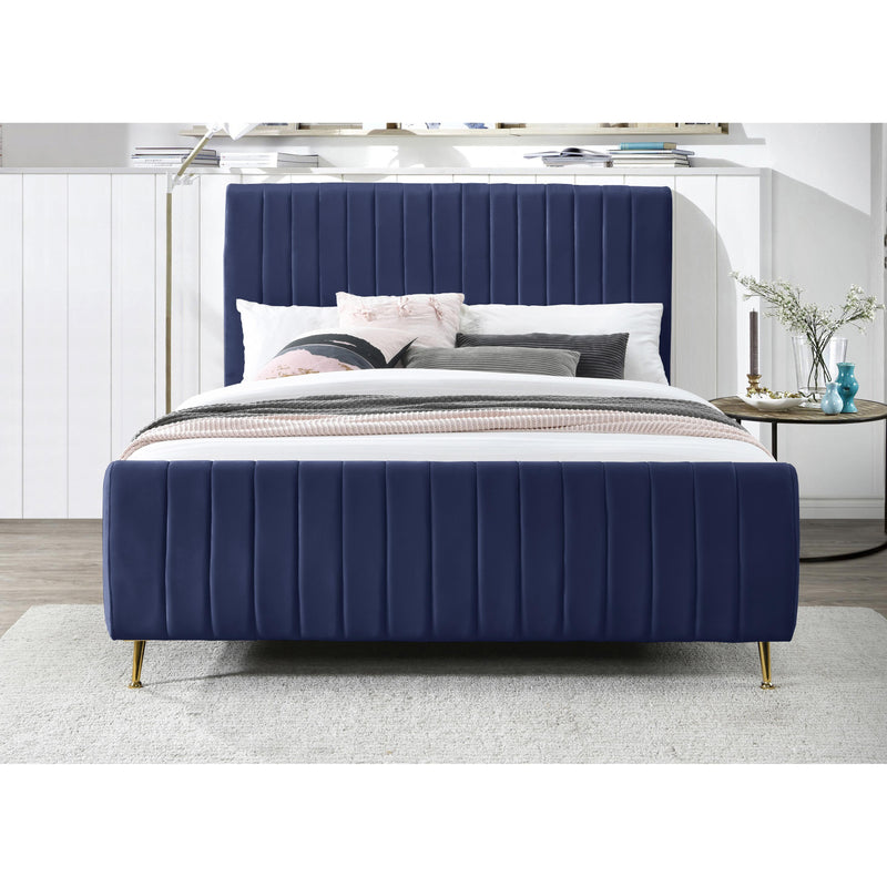 Meridian Zara Navy Velvet King Bed (3 Boxes) IMAGE 8