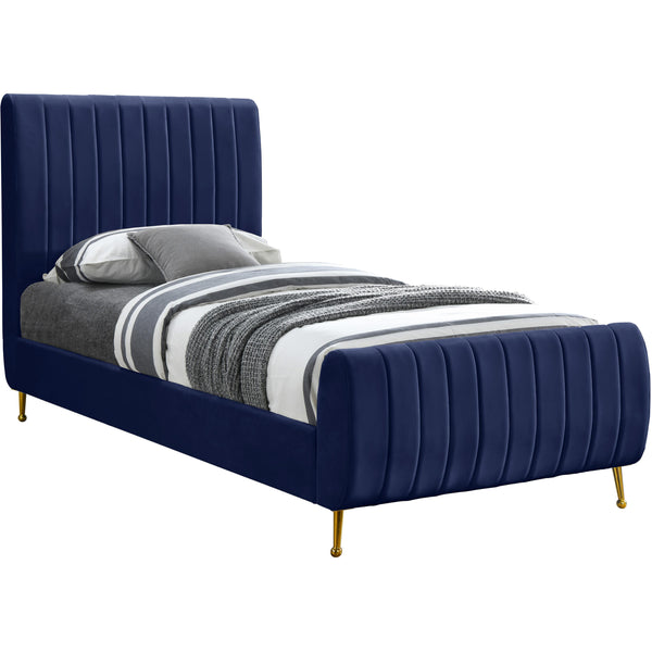 Meridian Zara Navy Velvet Twin Bed (3 Boxes) IMAGE 1