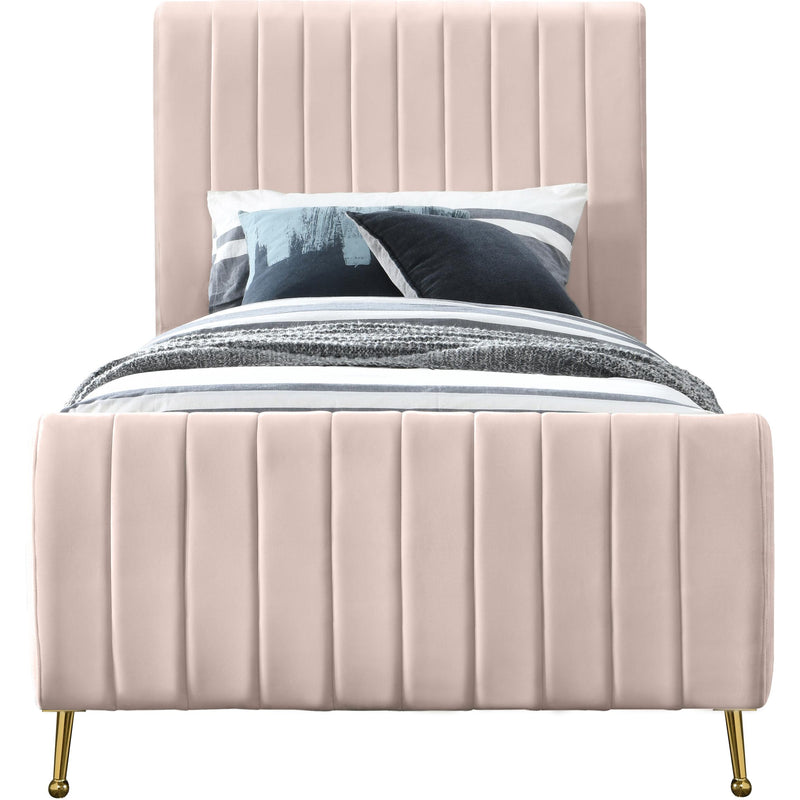 Meridian Zara Pink Velvet Twin Bed (3 Boxes) IMAGE 2