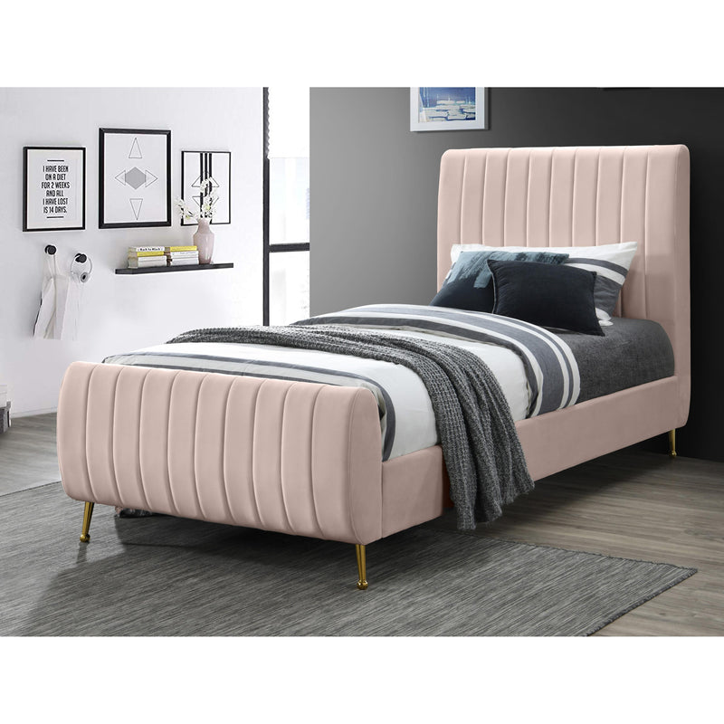 Meridian Zara Pink Velvet Twin Bed (3 Boxes) IMAGE 7