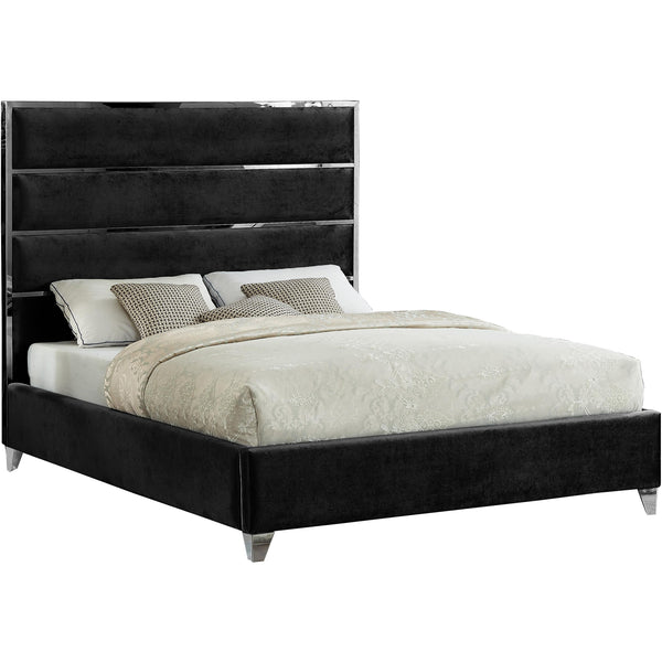 Meridian Zuma Black Velvet Full Bed IMAGE 1