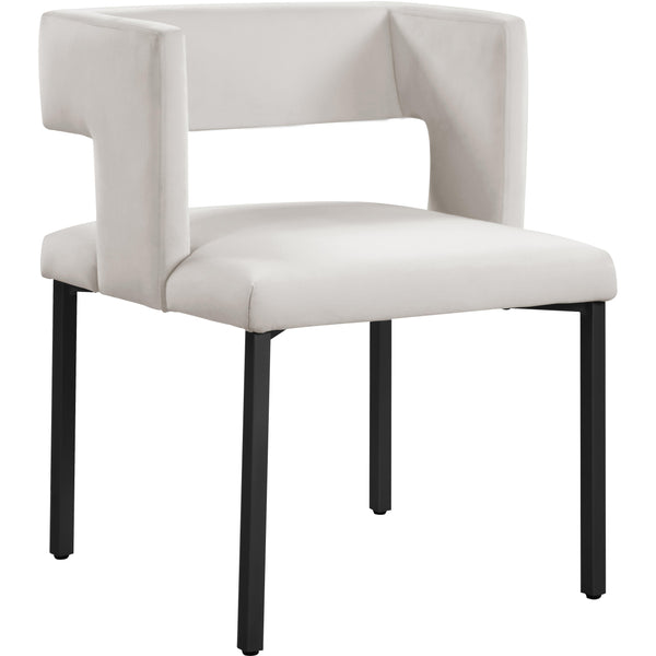 Meridian Caleb Cream Velvet Dining Chair IMAGE 1