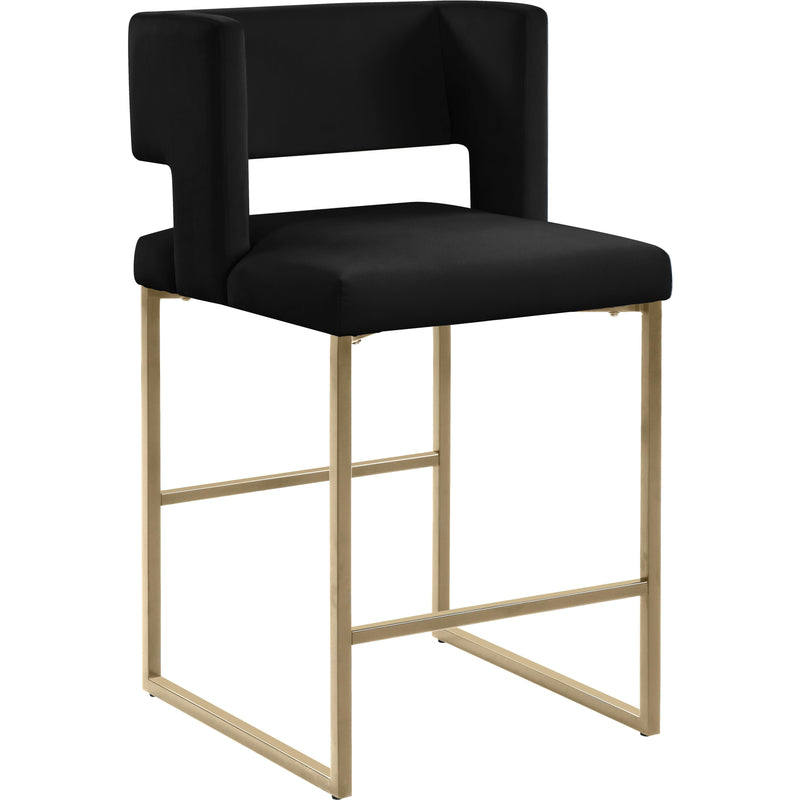 Meridian Caleb Black Velvet Counter Stool IMAGE 1