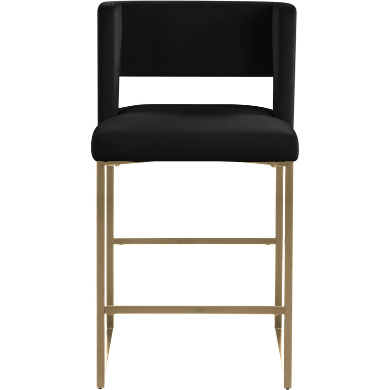 Meridian Caleb Black Velvet Counter Stool IMAGE 2