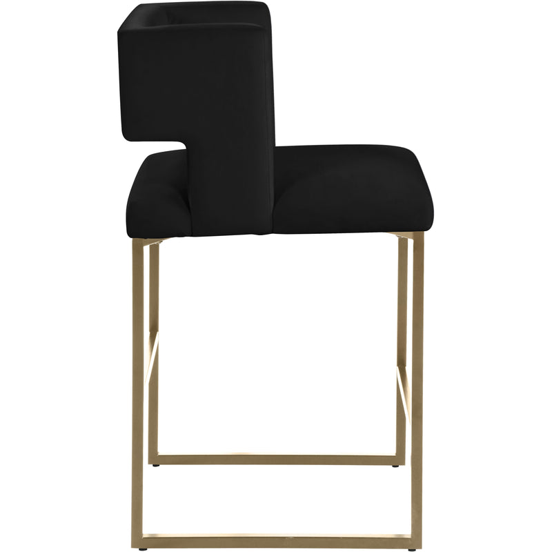 Meridian Caleb Black Velvet Counter Stool IMAGE 3