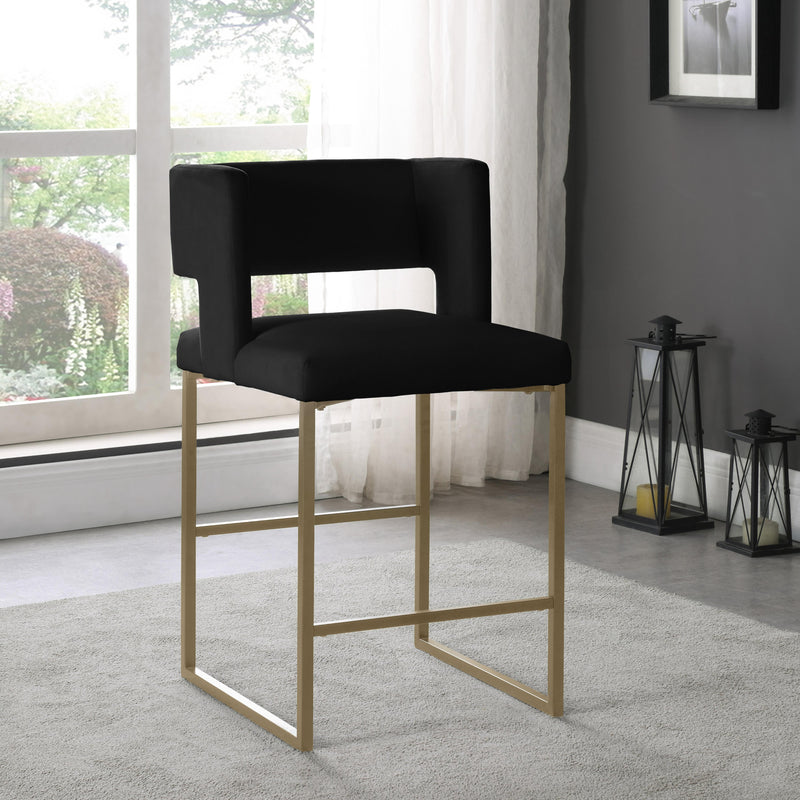 Meridian Caleb Black Velvet Counter Stool IMAGE 6