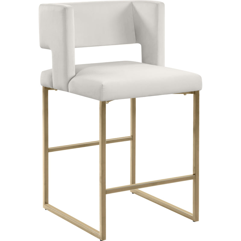 Meridian Caleb Cream Velvet Counter Stool IMAGE 1