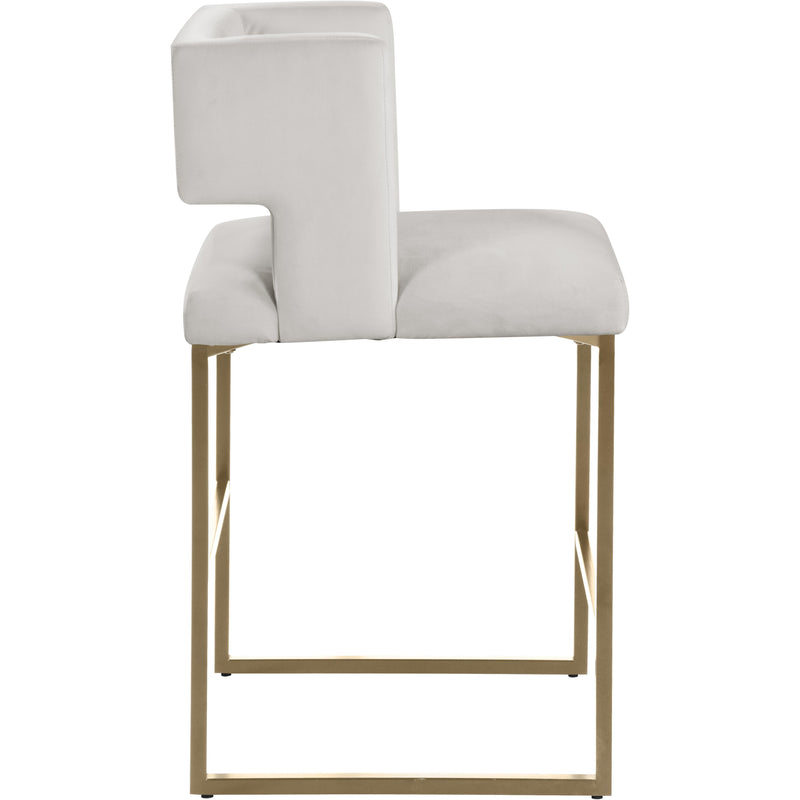 Meridian Caleb Cream Velvet Counter Stool IMAGE 3