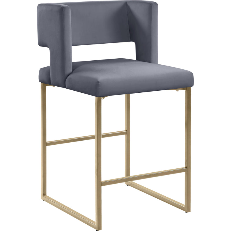 Meridian Caleb Grey Velvet Counter Stool IMAGE 1