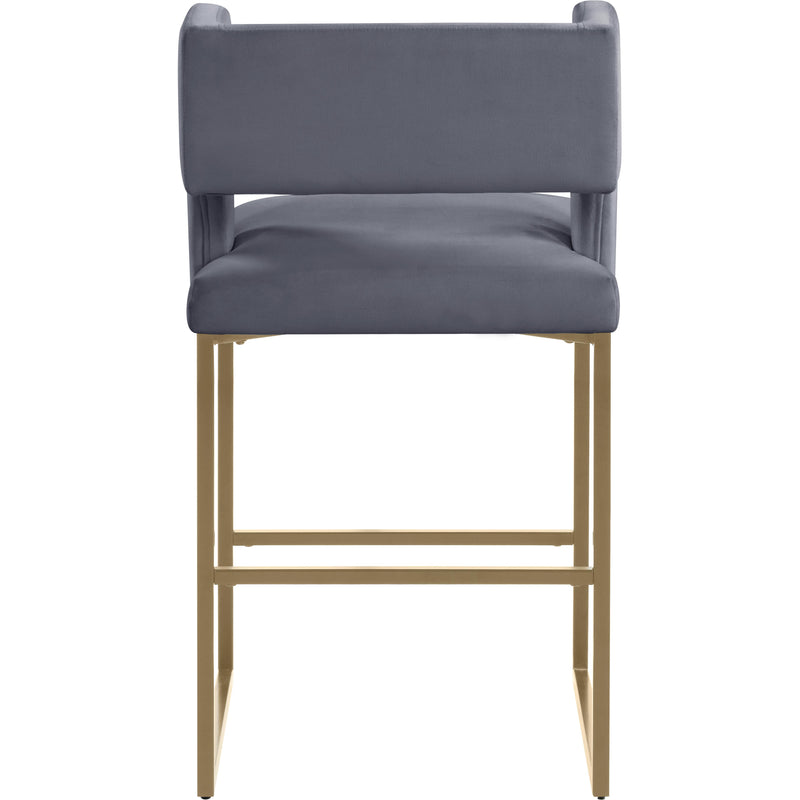 Meridian Caleb Grey Velvet Counter Stool IMAGE 3